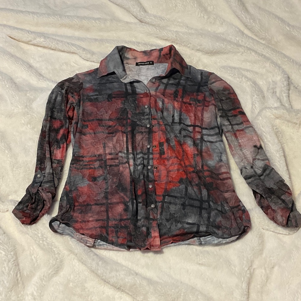David Cline Red and Black Button Down Shirt